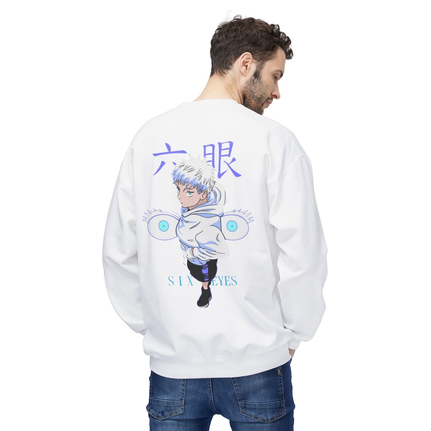 Anime Gojo satoru jujutsu kaisen Unisex Midweight Softstyle Fleece Crewneck Sweatshirt