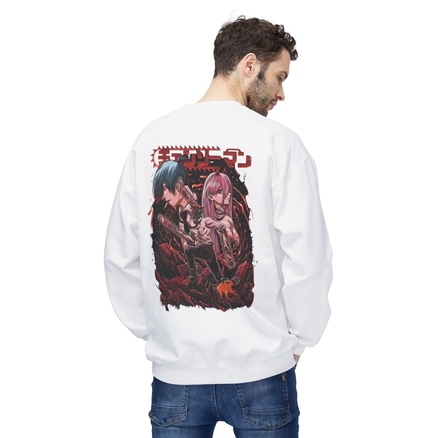 Denji chainsaw man Unisex Midweight Softstyle Fleece Crewneck Sweatshirt