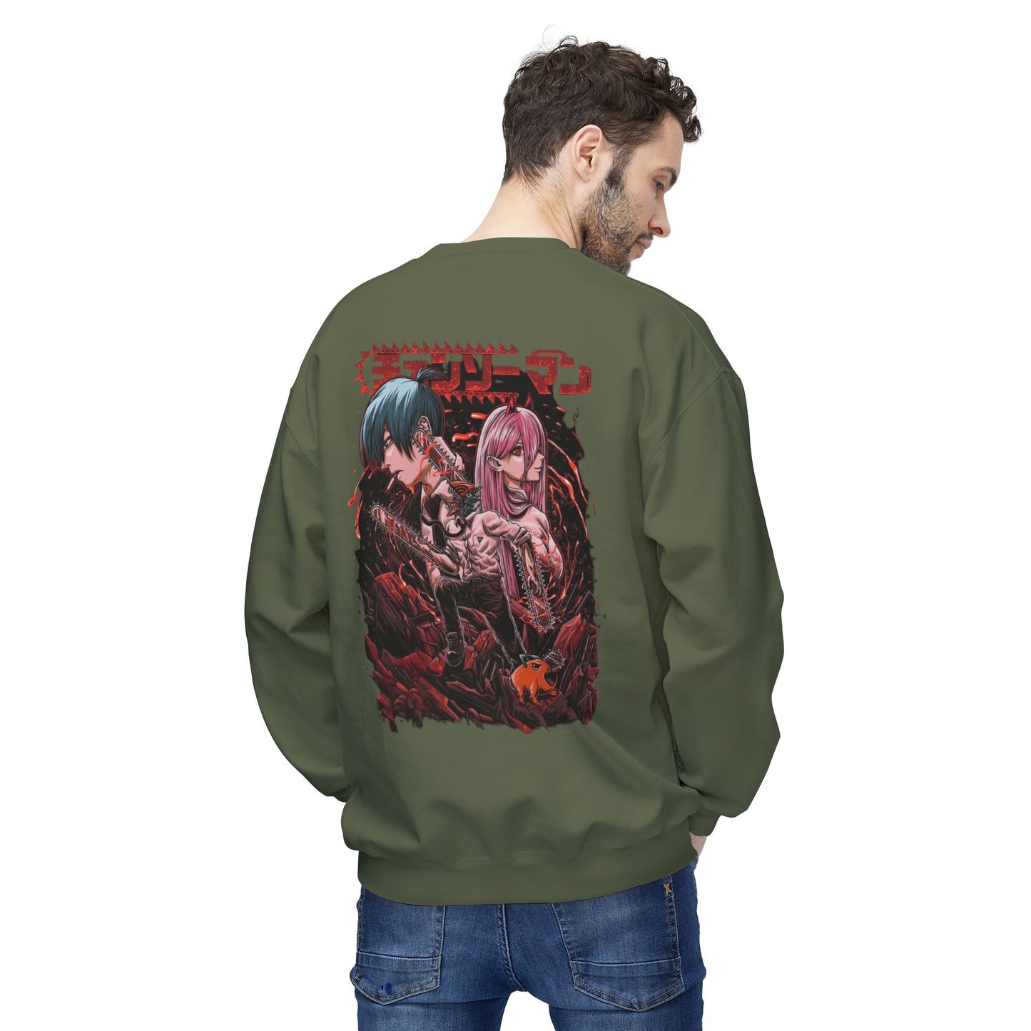 Denji chainsaw man Unisex Midweight Softstyle Fleece Crewneck Sweatshirt