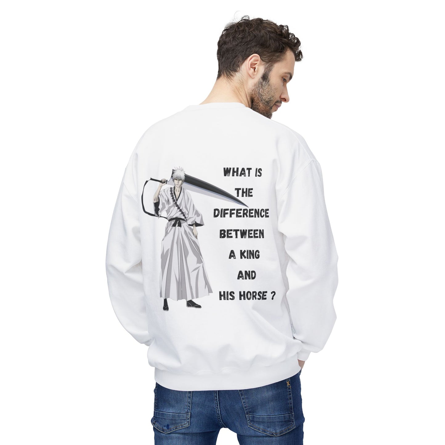 White Ichigo Unisex Midweight Softstyle Fleece Crewneck Sweatshirt