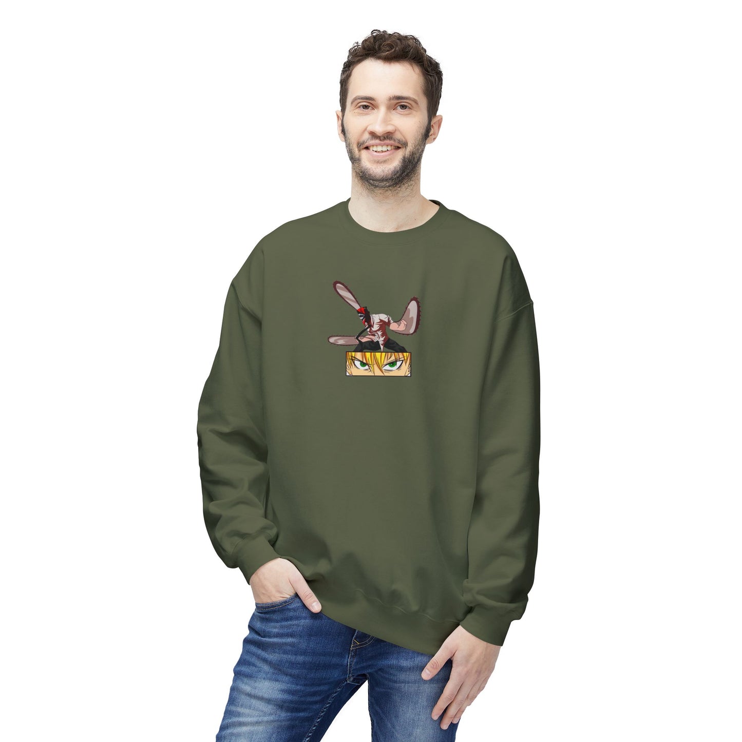 Denji chainsaw man Unisex Midweight Softstyle Fleece Crewneck Sweatshirt